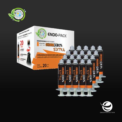 Image of Cerkamed Endo Pack Colour Coded Irrigation Syringes Labeled Luer-lock 5ml Syringes. Endodontic Irrigation & Disinfection