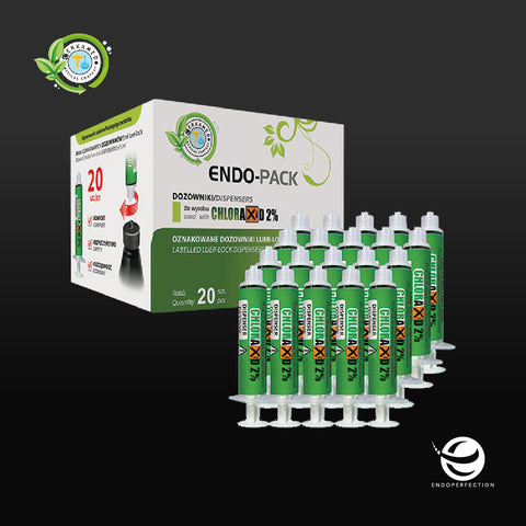 Image of Cerkamed Endo Pack Colour Coded Irrigation Syringes Labeled Luer-lock 5ml Syringes. Endodontic Irrigation & Disinfection