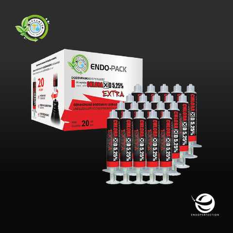 Image of Cerkamed Endo Pack Colour Coded Irrigation Syringes Labeled Luer-lock 5ml Syringes. Endodontic Irrigation & Disinfection