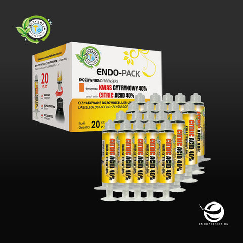Image of Cerkamed Endo Pack Colour Coded Irrigation Syringes Labeled Luer-lock 5ml Syringes. Endodontic Irrigation & Disinfection
