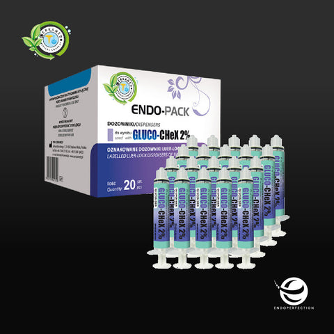 Image of Cerkamed Endo Pack Colour Coded Irrigation Syringes Labeled Luer-lock 5ml Syringes. Endodontic Irrigation & Disinfection
