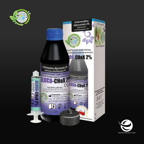Image of Cerkamed GlucoChex 2% Chlorhexidine Gluconate Root Canal Rinsing Liquid. Endodontic Irrigation & Disinfection